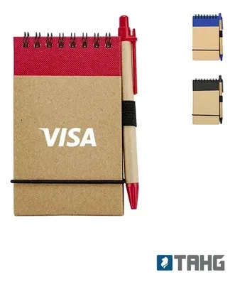 Libreta Vertical Rayada Con Bolígrafo Incorporado Negro