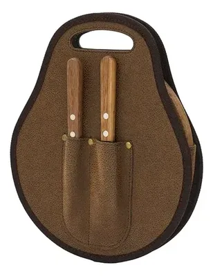 Set De Asado Madera Acacia Cuero