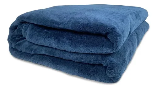 Frazada Flannel Térmica 1.5 Plazas Poliéster Azul Marino