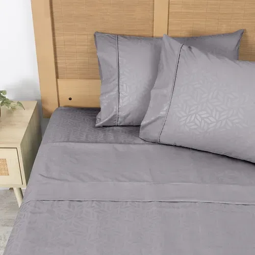 Set De Sábanas Microfibra 2 Plazas Gris Embossed Gris