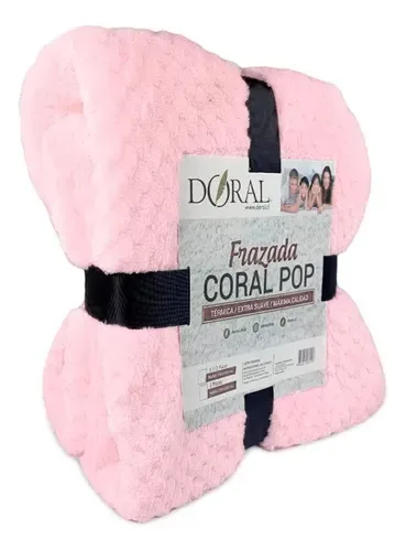 Frazada Térmica Coral Pop 2 Plazas Poliéster Coral Claro