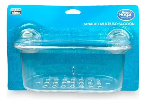 Canasto Multiuso Succión Plástico Transparente Coral Claro