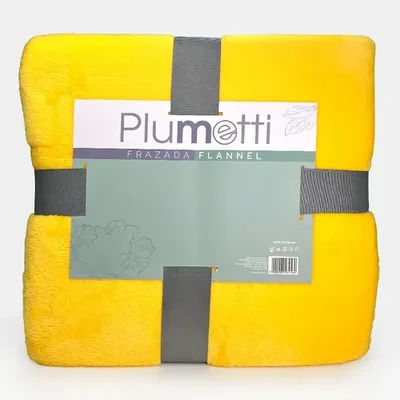 Frazada Flannel Térmica 1.5 Plazas Poliéster Amarillo
