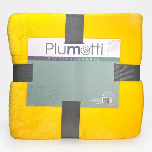 Frazada Flannel Térmica 1.5 Plazas Poliéster Amarillo