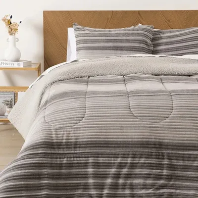 Plumón Corduroy Sherpa Super King Gris Poliéster Gris