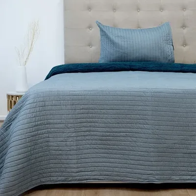Quilt Hotpress Sena Sherpa 1.5 Plazas Azul Piedra Coral Claro