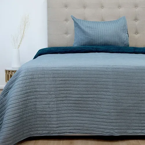 Quilt Hotpress Sena Sherpa 1.5 Plazas Azul Piedra Coral Claro