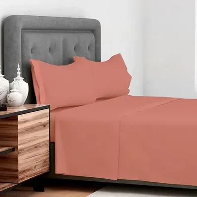 Set De Sábanas 144 Hilos Algodón Poliéster 2.5 Plazas Terracota