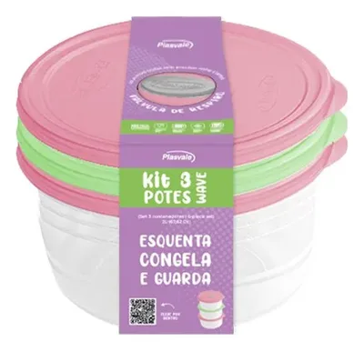 Set Contenedores Redondos Plástico 2l Multiuso Coral Claro