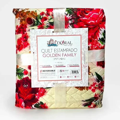 Quilt Hotpress Reversible 1.5 Plazas Poliéster Coral Claro