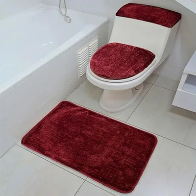 Set De Baño 3 Piezas Poliéster Burdeo Coral Claro