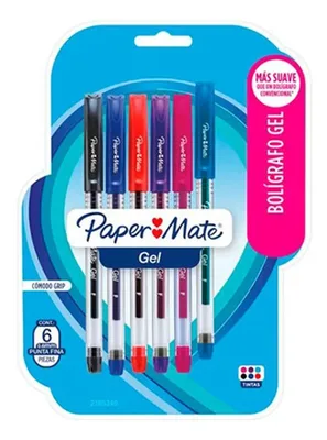 Bolígrafo Gel Paper Mate Tjx6 Set 6 Colores Amarillo