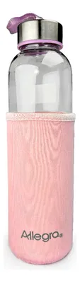 Botella De Vidrio 450cc Con Funda Neopreno Coral Claro