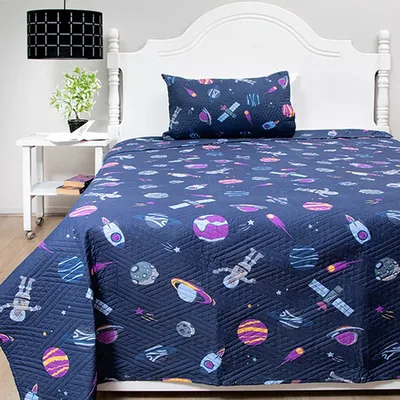 Quilt Hotpress Estampado Infantil 1.5 Plazas Poliéster Coral Claro