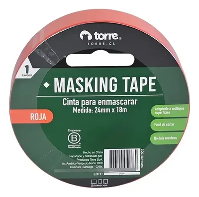 Cinta Masking Tape Rojo 24mm X 18m Profesional