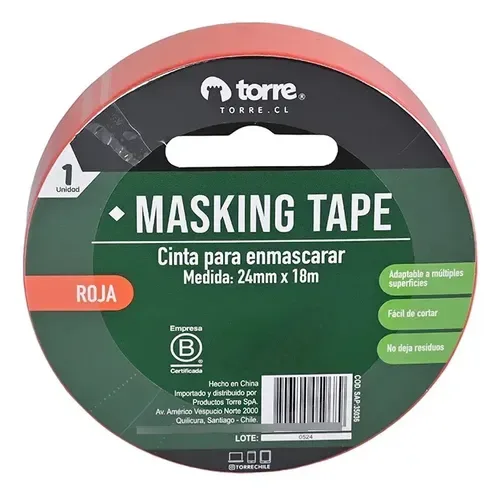 Cinta Masking Tape Rojo 24mm X 18m Profesional