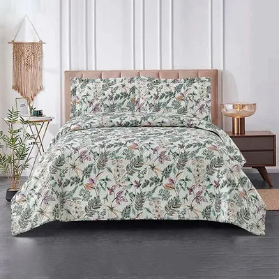 Quilt Estampado 1.5 Plazas Poliéster Verde Andes Verde