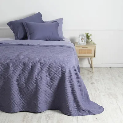 Set De Sábanas Y Quilt 2 Plazas Poliéster Morado Verde Oscuro