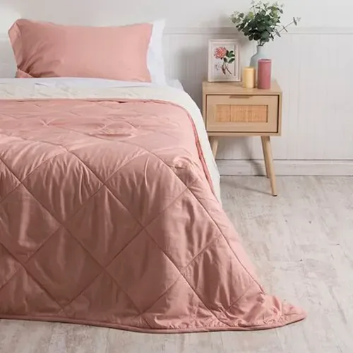 Plumón Sherpa Emboss Microfibra 2 Plazas Térmico Coral Claro