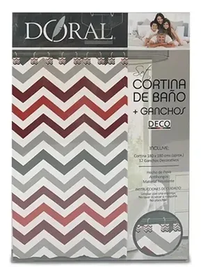 Cortina Peva Baño 180x180 Ganchos Metálicos Coral Claro