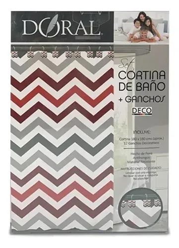 Cortina Peva Baño 180x180 Ganchos Metálicos Coral Claro
