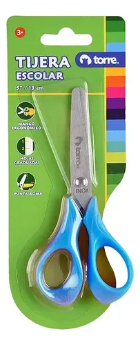 Tijeras Escolares Punta Redonda 13cm Celeste Celeste