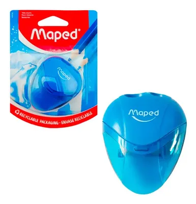 Sacapuntas Plástico Maped Doble Con Depósito Azul