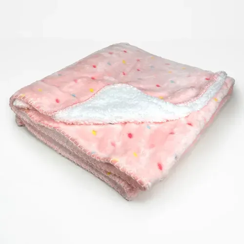 Manta Flannel Sherpa Térmica Poliéster Rosa