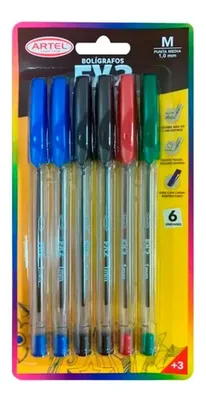 Lápiz Pasta Fx 1.0mm Set 6 Colores Artel