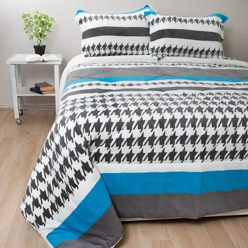 Cubrecama Sherpa Estampado 2 Plazas Étnico Poliéster Coral Claro