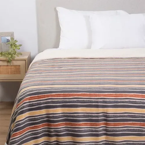 Frazada Polar Sherpa Estampada 2.5 Plazas Coral Claro