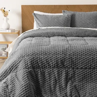 Plumón King Sherpa Flannel Fleece Poliéster Coral Claro
