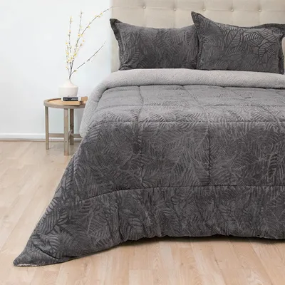 Cubrecama Sherpa Deluxe 2 Plazas Gris Poliéster Gris