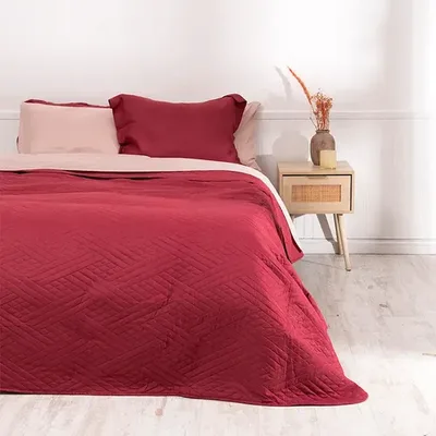 Set De Sábanas Quilt Liso 2.5 Plazas Poliéster Rojo