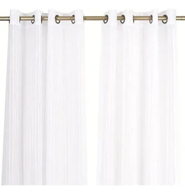 Set De Cortinas Velo Fantasía Poliéster 140x230 Blanco