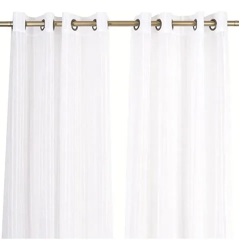 Set De Cortinas Velo Fantasía Poliéster 140x230 Blanco
