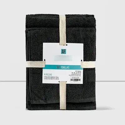 Set De Toallas 100% Algodón Baño Y Mano Negro