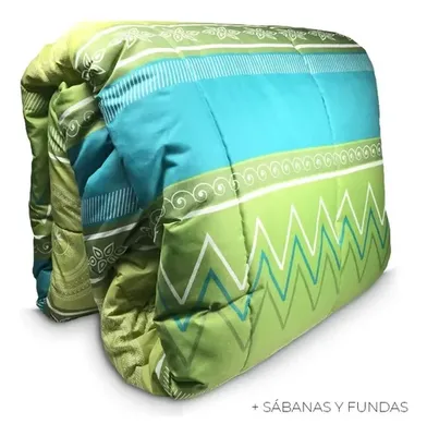 Set De Sábanas Y Plumón Microfibra 1.5 Plazas Verde