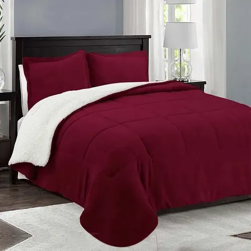 Cubrecama Sherpa Térmico 2 Plazas Burdeo Coral Claro