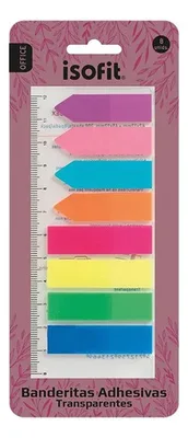Set Regla Con Notas Adhesivas Multicolor Isofit Coral Claro