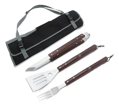 Set Parrillero Acero Inoxidable 3 Piezas Con Estuche