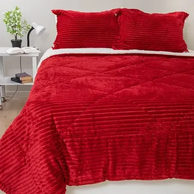 Cubrecama Sherpa Térmico 2 Plazas Poliéster Coral Claro