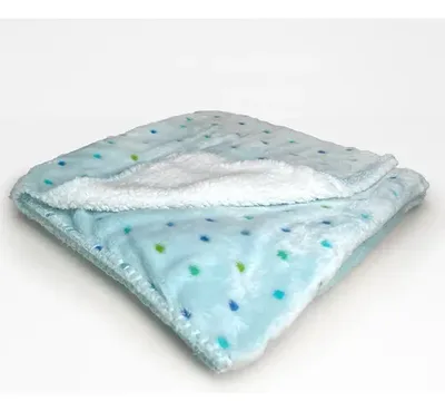 Manta Térmica Flannel Sherpa Poliéster Suave Celeste