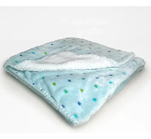 Manta Térmica Flannel Sherpa Poliéster Suave Celeste