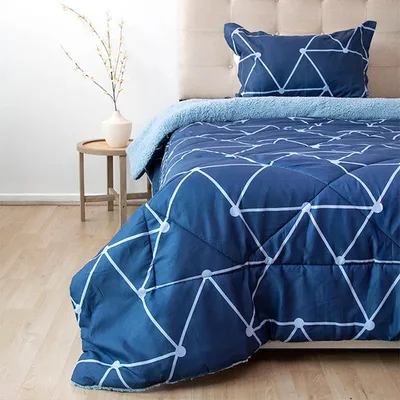 Plumón Sherpa Estampado Deluxe 1.5 Plazas Azul Azul