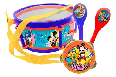 Set Musical Infantil Disney Tambor Maracas Pandero