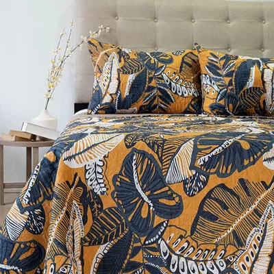 Quilt Estampado 2 Plazas Poliéster Jungla Coral Claro