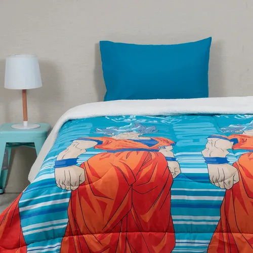 Plumón Sherpa Single Dragon Ball Z Super 180x220cm Coral Claro