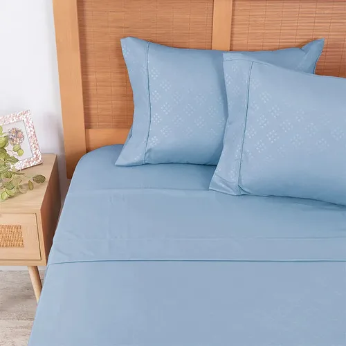Set De Sábanas Microfibra Embossed 2.5 Plazas Azul