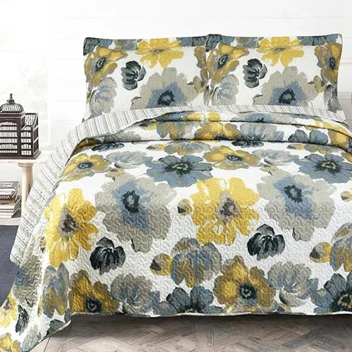 Quilt Estampado 2 Plazas Poliéster Línea Gris Gris